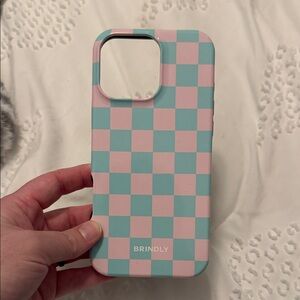 Brindly Magsafe Pink and Blue Checkered Phone Case for iPhone 16 Pro Max 💖🩵